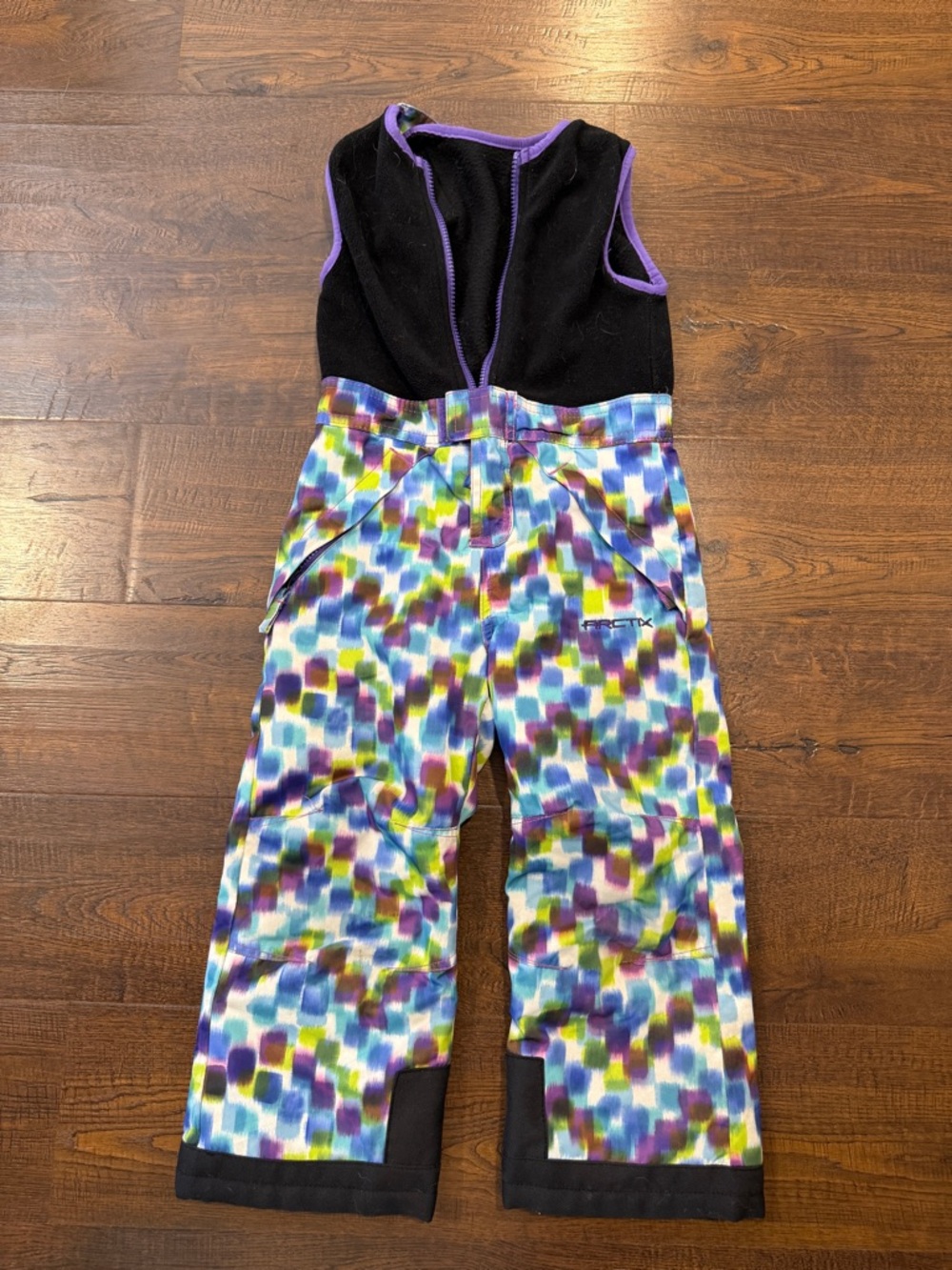 Kids Colorblock Snow Bib Pants - Multicolor & Black